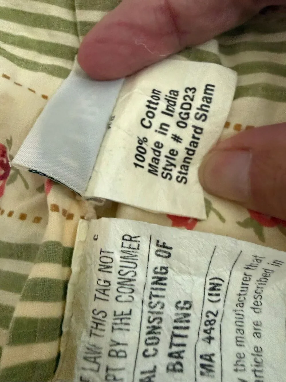 LL Bean Quilted Sage Green Pink Floral Standard Pillow Shams Cottagecore Shabby